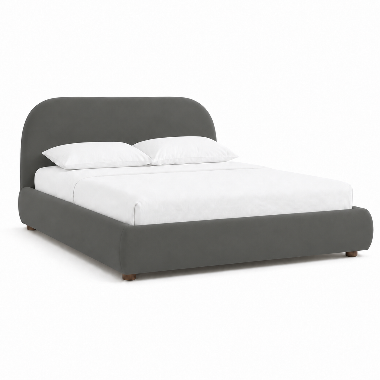 Juna - Bed Grey plain white background view