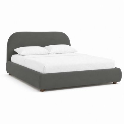 Juna - Bed Grey plain white background view