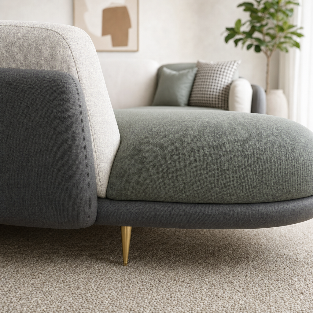 Close-up of the Juno - L shape sectional sofa's upholstery and details