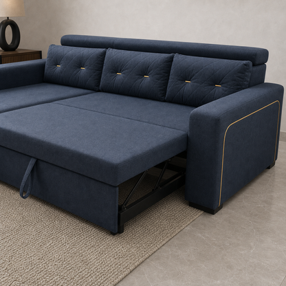 Junor - Sofa bed, source-proven open-state construction detail