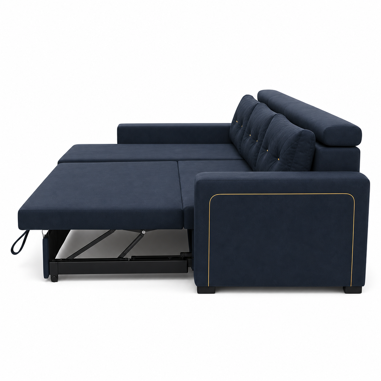 Junor - Sofa bed, open sofa-bed side studio view on pure white
