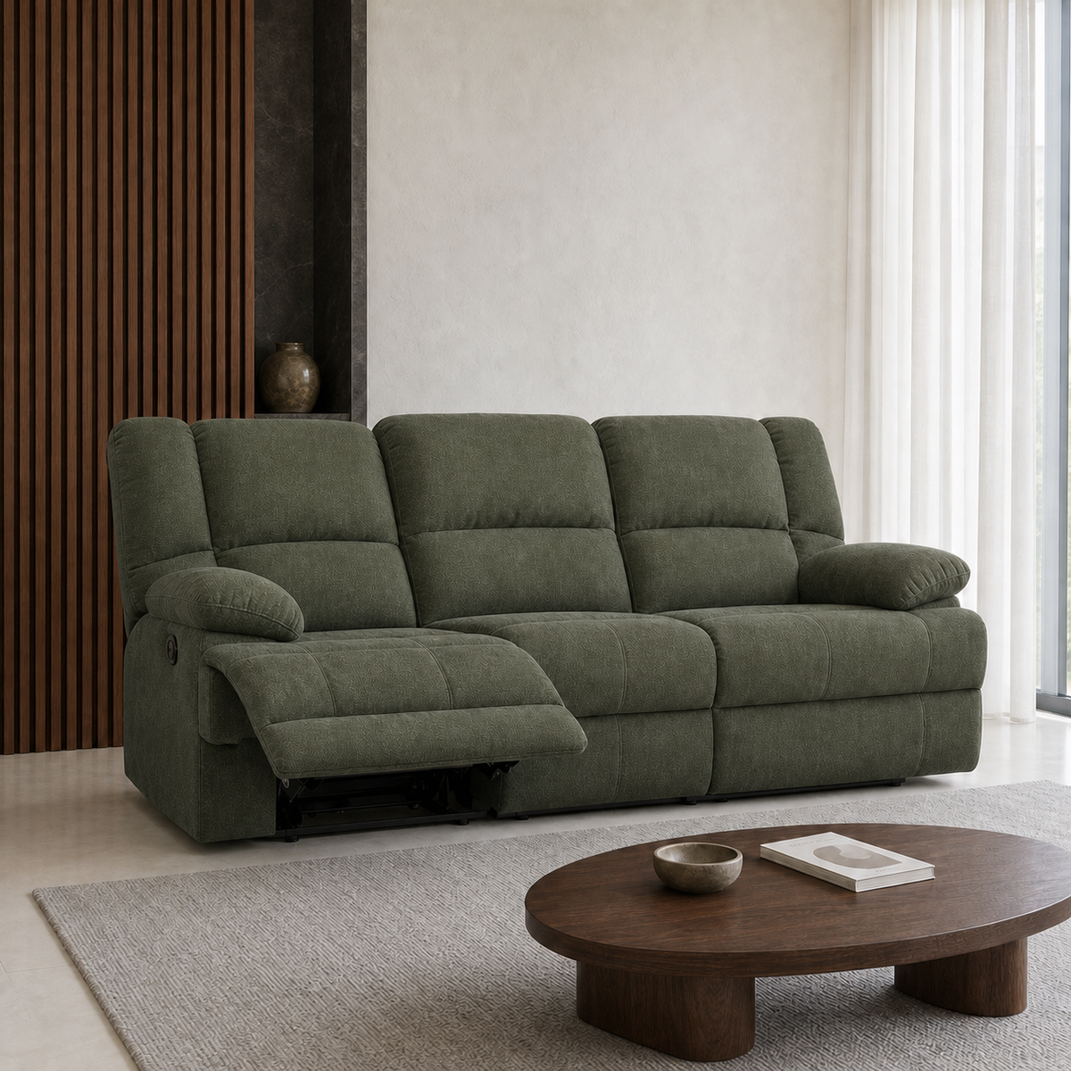 Kinetic Recliner 3 seater green 01 main