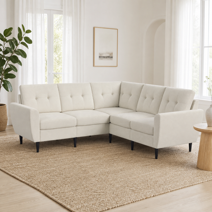 Kiva - L shape sectional sofa in the exact upholstery color shown in the source reference, sectional sofa in a modern living room