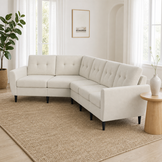 Kiva - L shape sectional sofa, three-quarter view showing sectional depth and construction