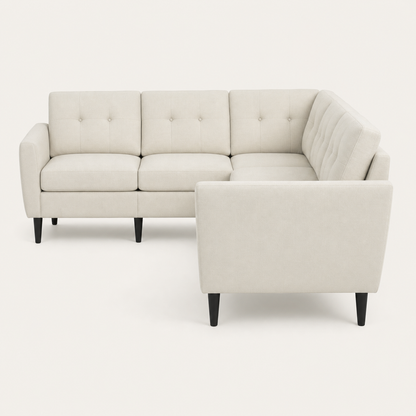 Kiva - L shape sectional sofa, sectional sofa end-profile studio view