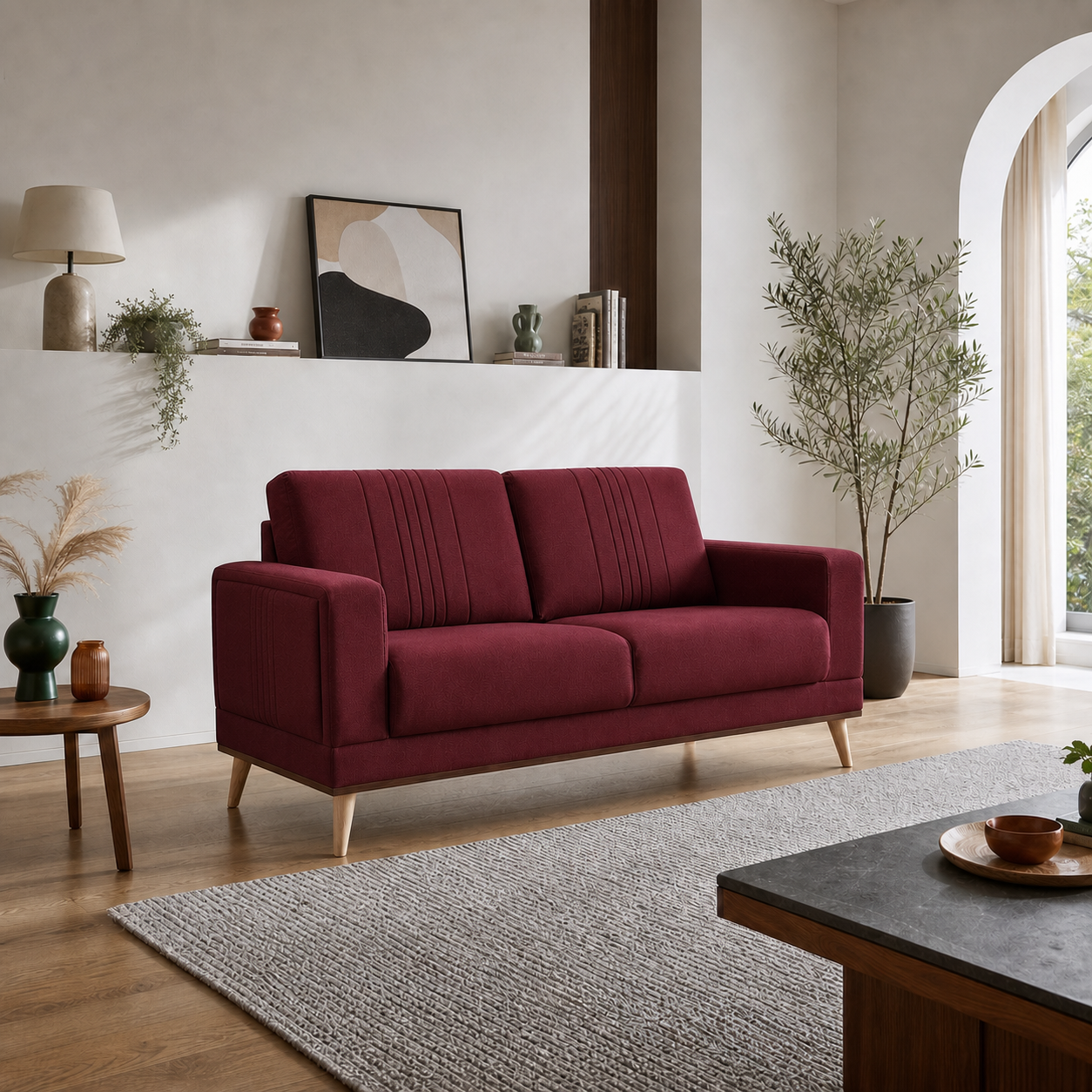 knox-3-2-1-sofa-set 2 seater red 01 room