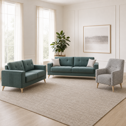Knox - 3+2+1 Sofa Set, complete 3+2+1 sofa set in an editorial living room