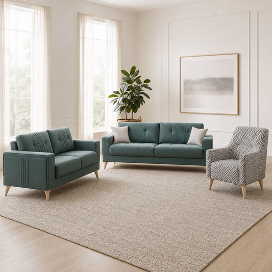 Knox - 3+2+1 Sofa Set, complete 3+2+1 sofa set in an editorial living room
