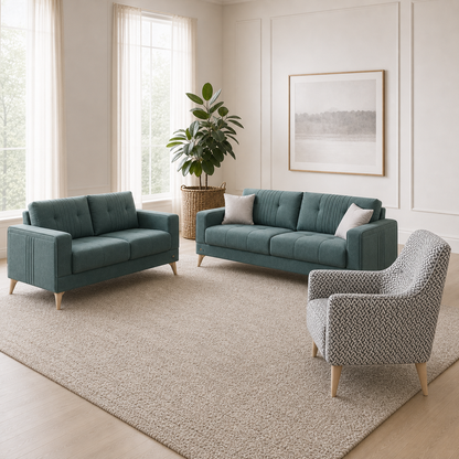 Knox - 3+2+1 Sofa Set, alternate room angle of the complete 3+2+1 sofa set