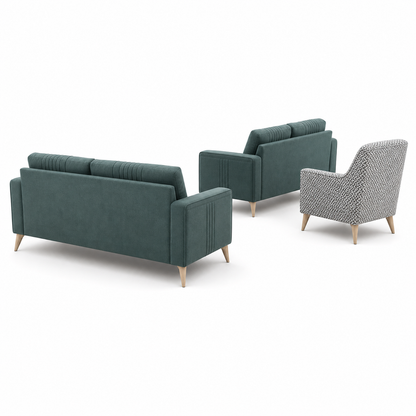 Knox - 3+2+1 Sofa Set, complete 3+2+1 sofa set side studio view