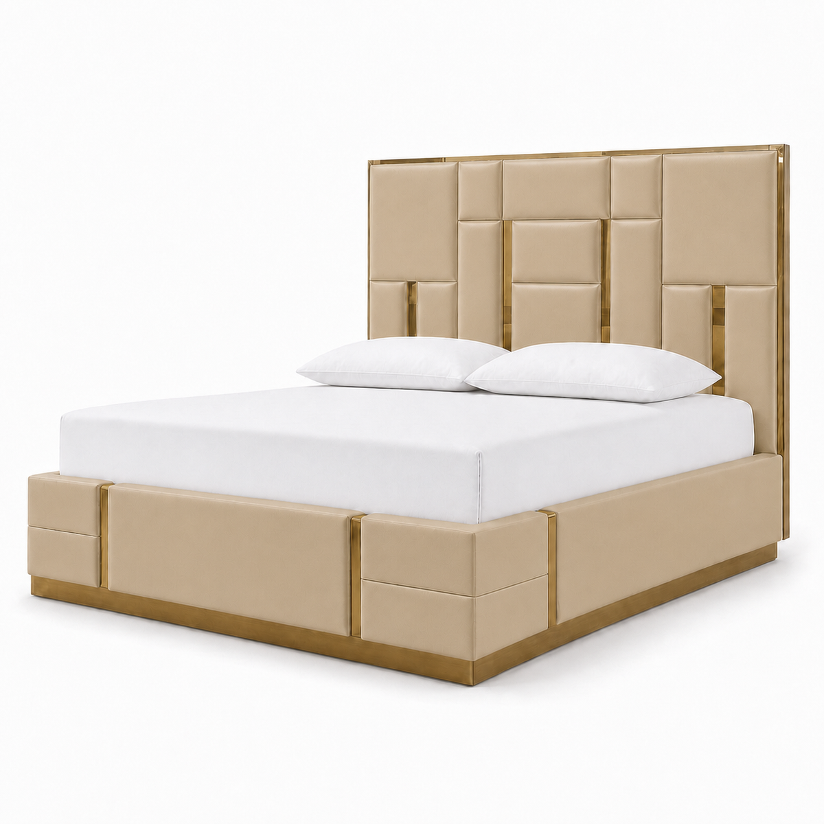 Koa - Bed Beige plain white background view