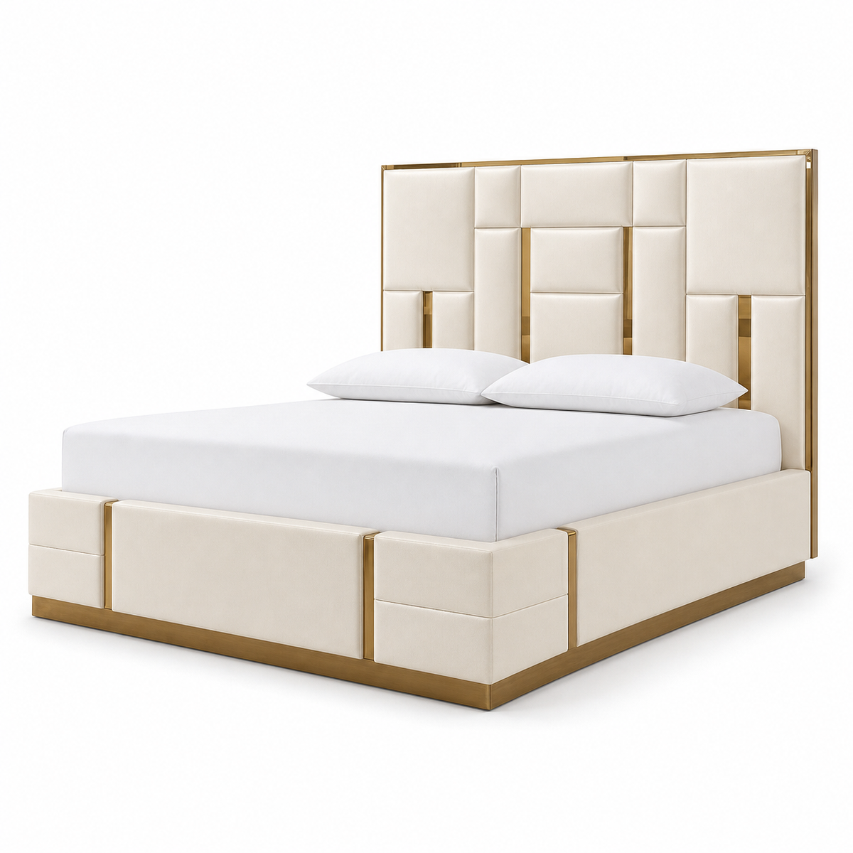 Koa - Bed, complete front three-quarter studio bed view