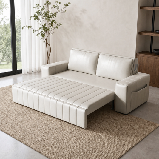 Korin - Sofa bed, fully open sofa-bed hero in a contemporary living room