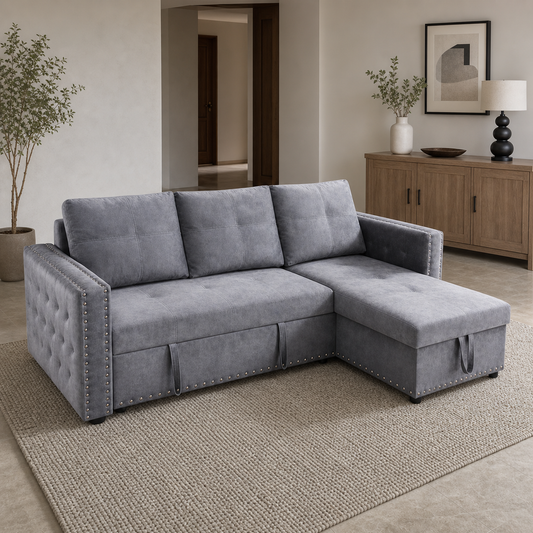 Laron - Sofa bed, fully closed sofa view in the identical living room