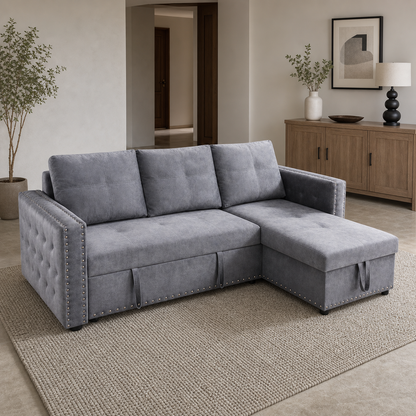 Laron - Sofa bed, fully closed sofa view in the identical living room