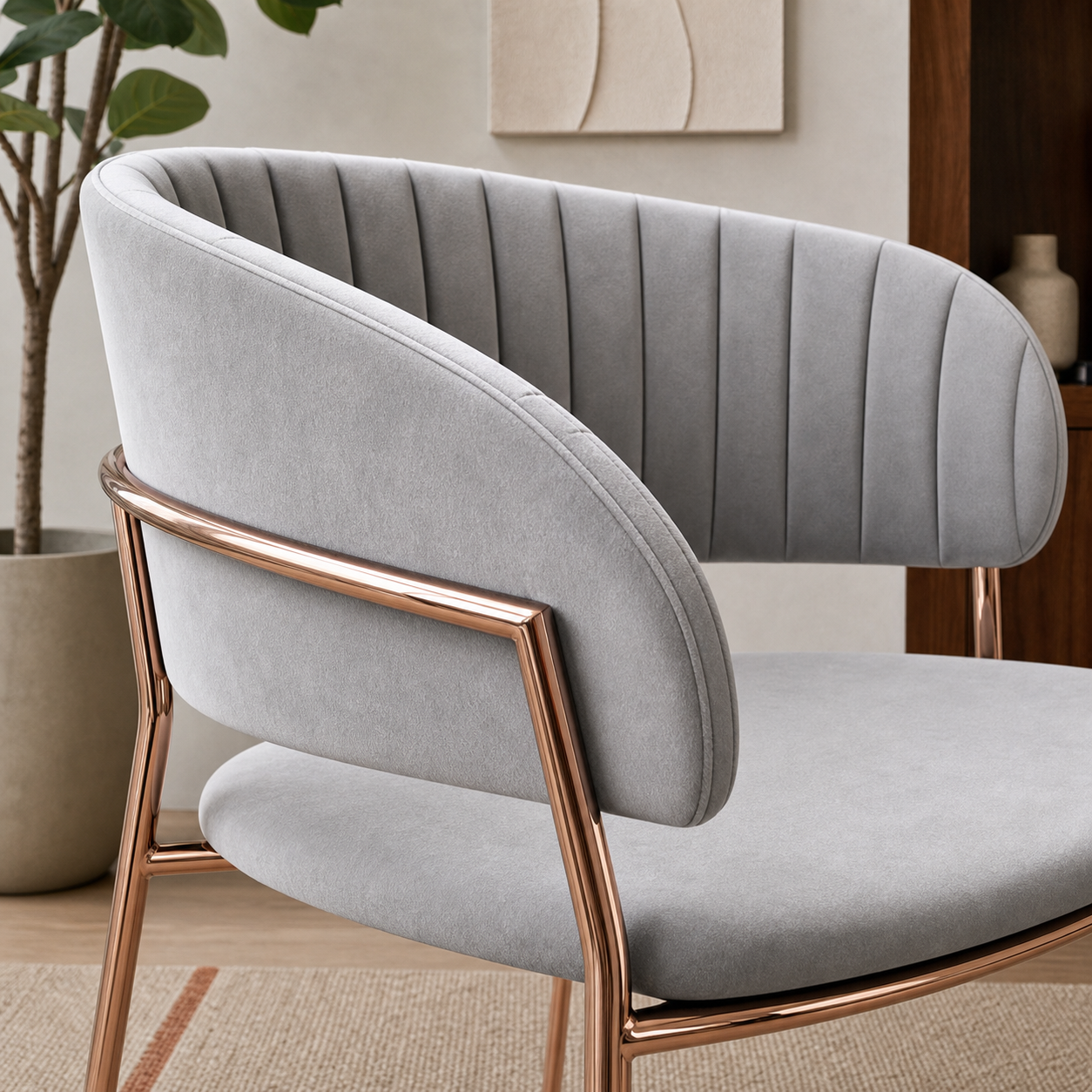Close-up of the Lexi - Chair's upholstery and construction