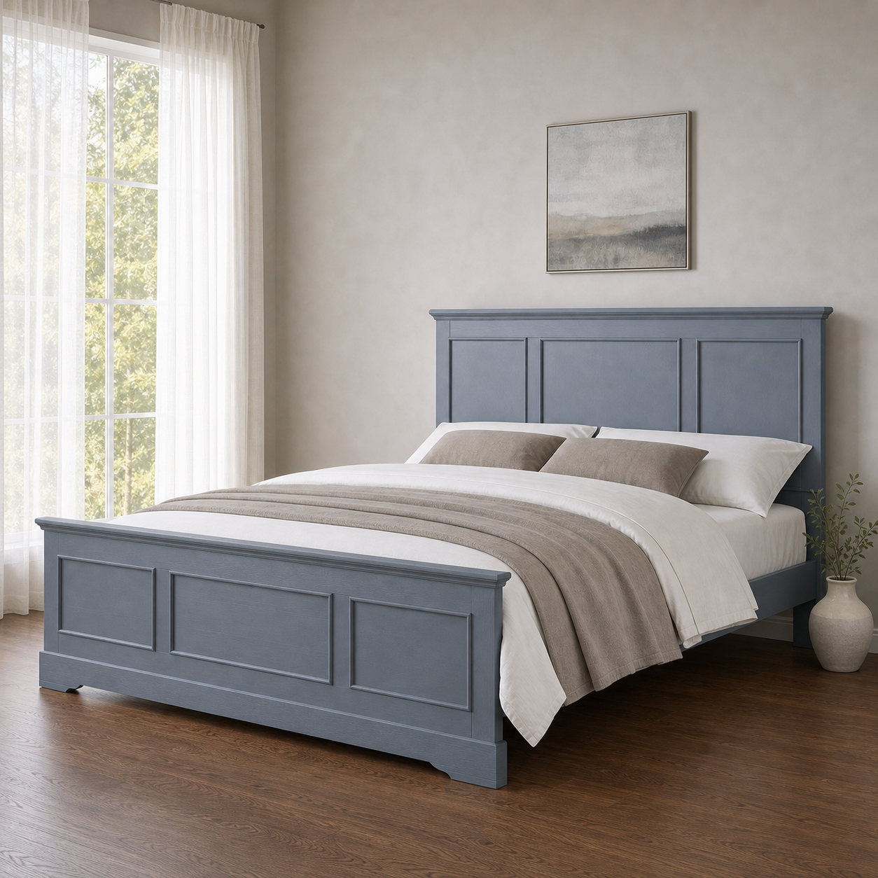 Lior - Bed, closer made-bed view showing the complete frame construction
