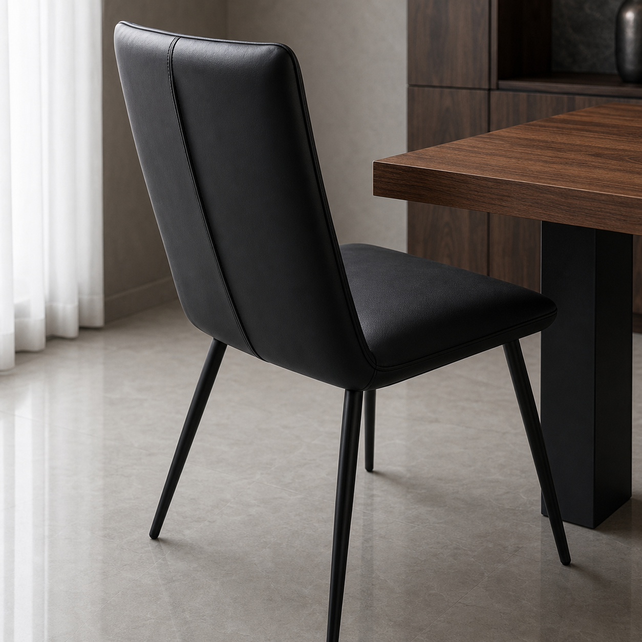 Livi - Wooden Top Dining Table, close chair, seating, or base construction detail