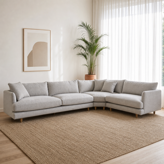 Luna - L shape sectional sofa in the exact upholstery color shown in the source reference, sectional sofa in a modern living room