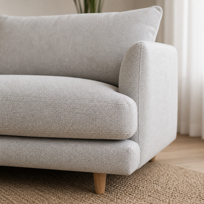Close-up of the Luna - L shape sectional sofa's upholstery and construction details