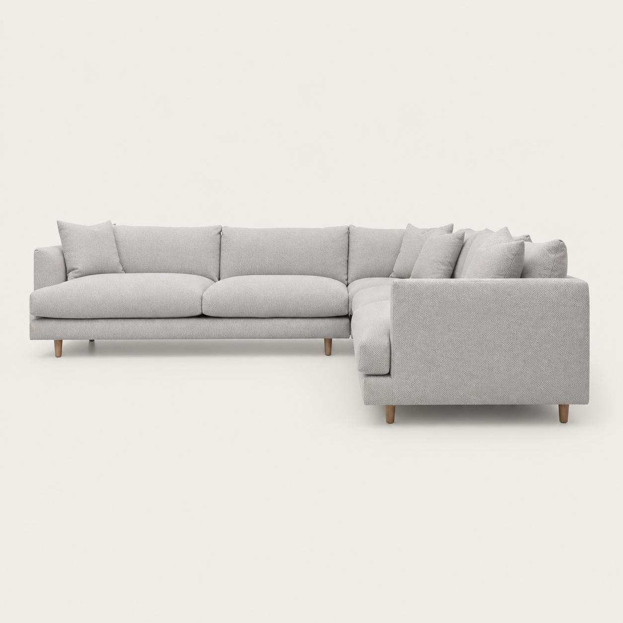 Luna - L shape sectional sofa, sectional sofa end-profile studio view