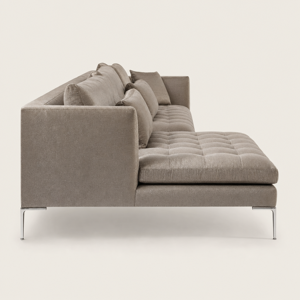 Iris - L shape sectional sofa, chaise-end profile studio view