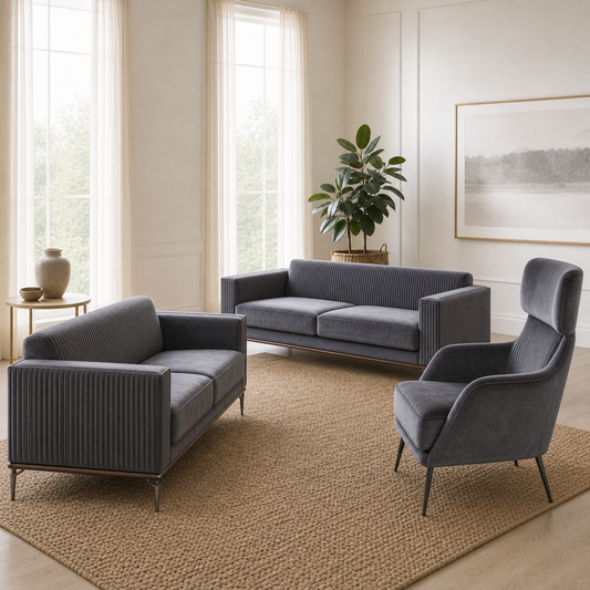 Lush - 3+2+1 Sofa Set, alternate room angle of the complete 3+2+1 sofa set