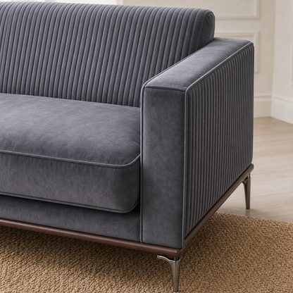 Detail view of Lush - 3+2+1 Sofa Set upholstery, seams, base, and legs