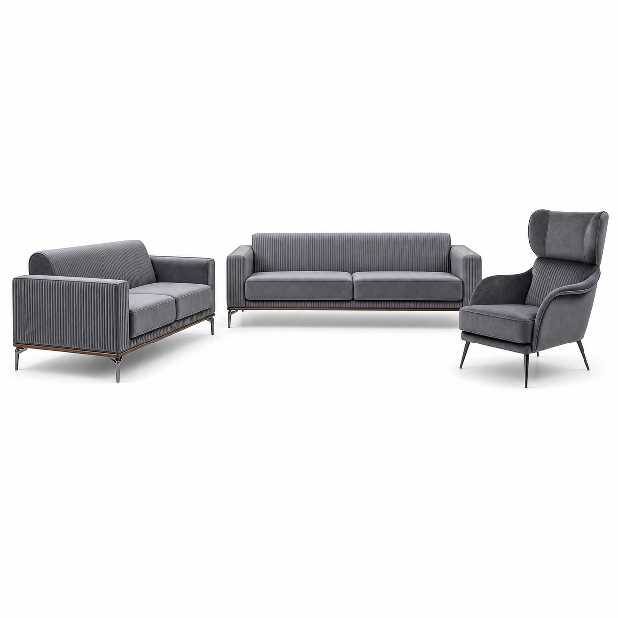 Lush - 3+2+1 Sofa Set, complete 3+2+1 sofa set front studio view
