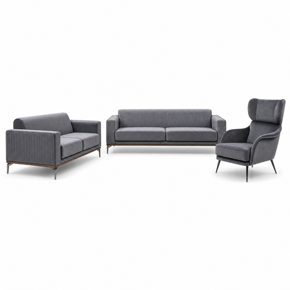 Lush - 3+2+1 Sofa Set, complete 3+2+1 sofa set front studio view