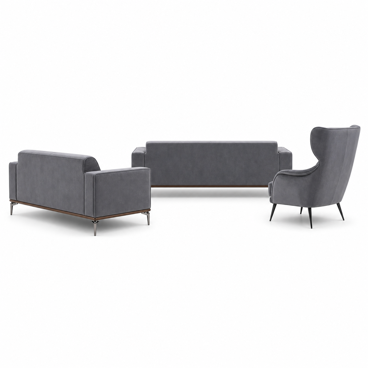 Lush - 3+2+1 Sofa Set, complete 3+2+1 sofa set side studio view