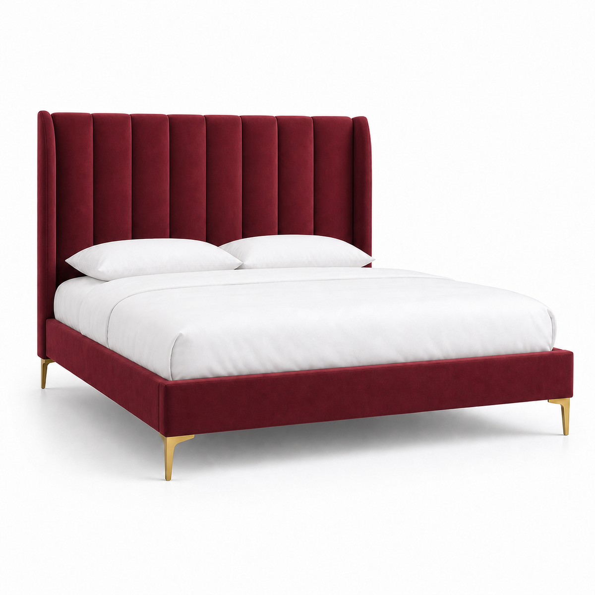 Lux - Bed Red plain white background view