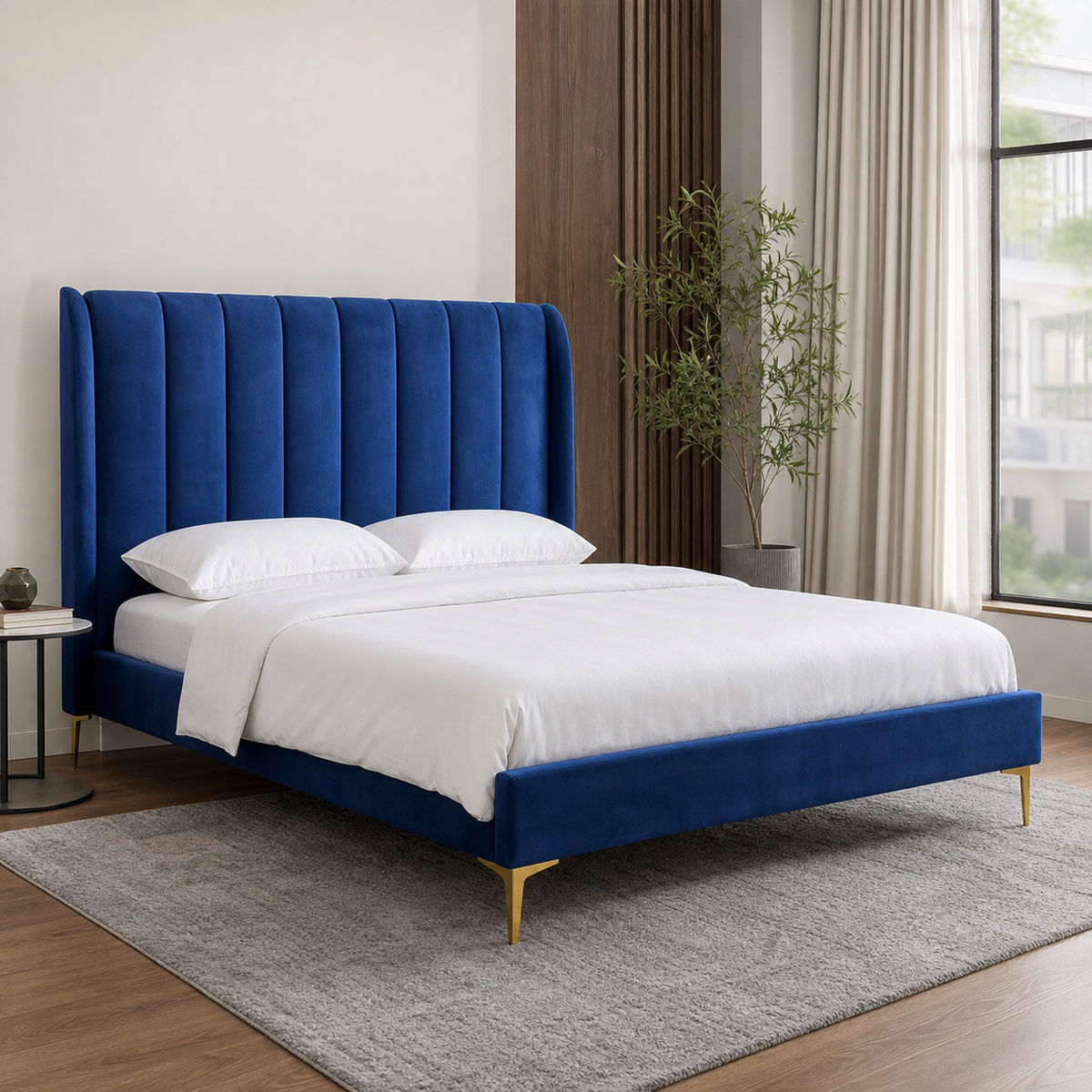 Lux - Bed, complete front three-quarter bed view in a restrained bedroom