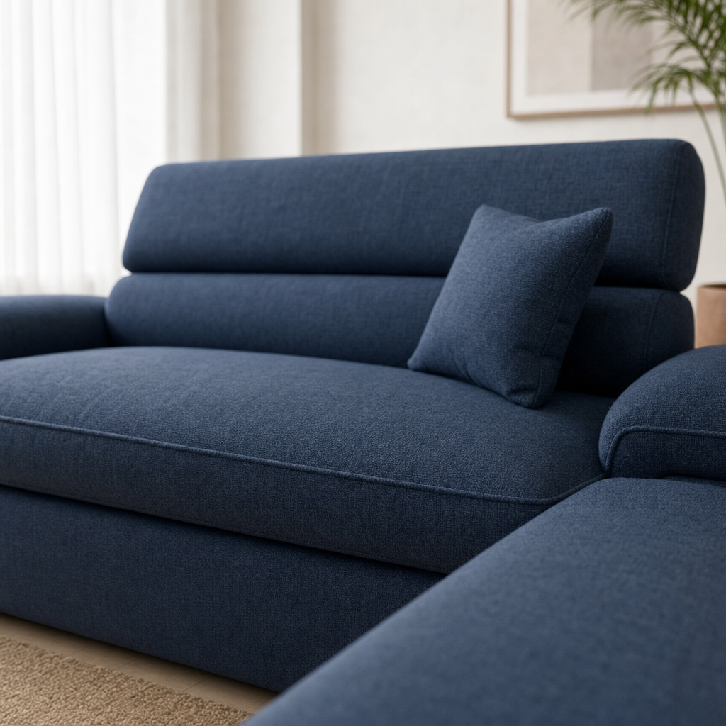 Close-up of the Luxe - L shape sectional sofa's upholstery and details