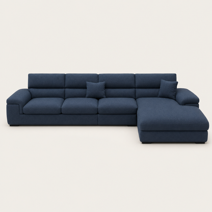 Luxe - L shape sectional sofa, front studio view on neutral background