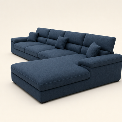 Luxe - L shape sectional sofa, chaise-end profile studio view