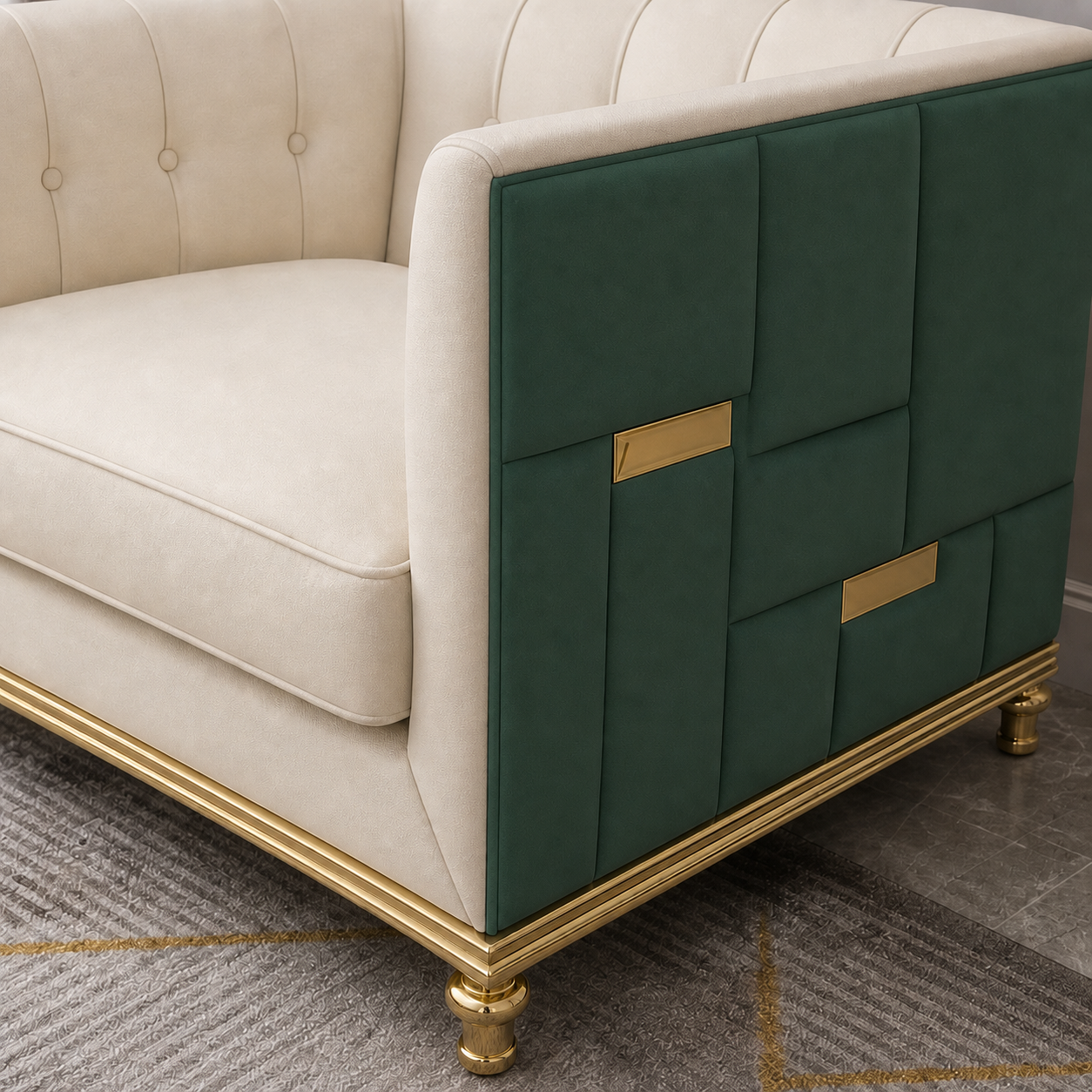 luxe-l-shape-sectional-sofa-copy 1 seater green 02 detail