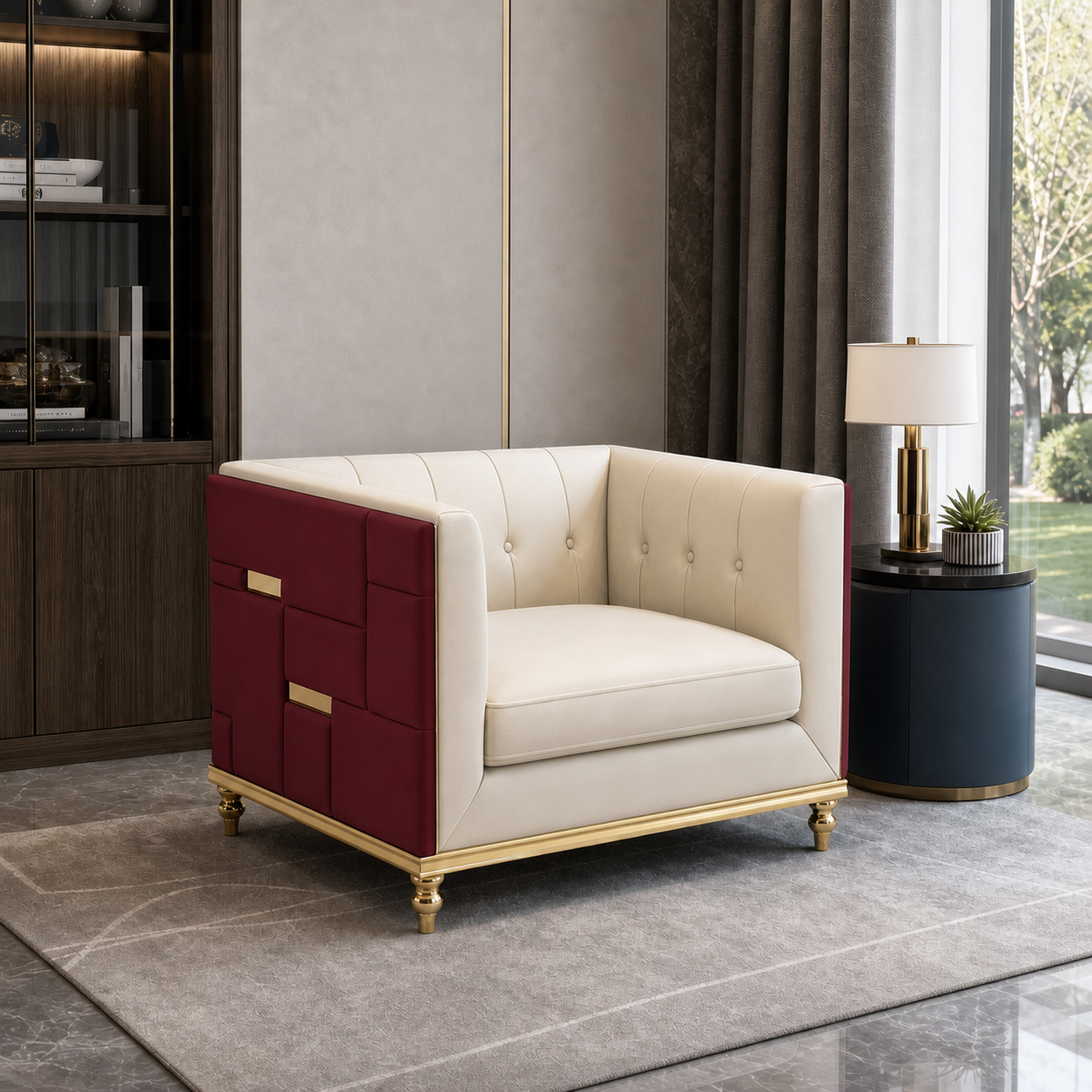 luxe-l-shape-sectional-sofa-copy 1 seater red 01 room