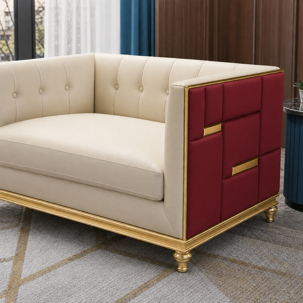 luxe-l-shape-sectional-sofa-copy 2 seater red 02 detail