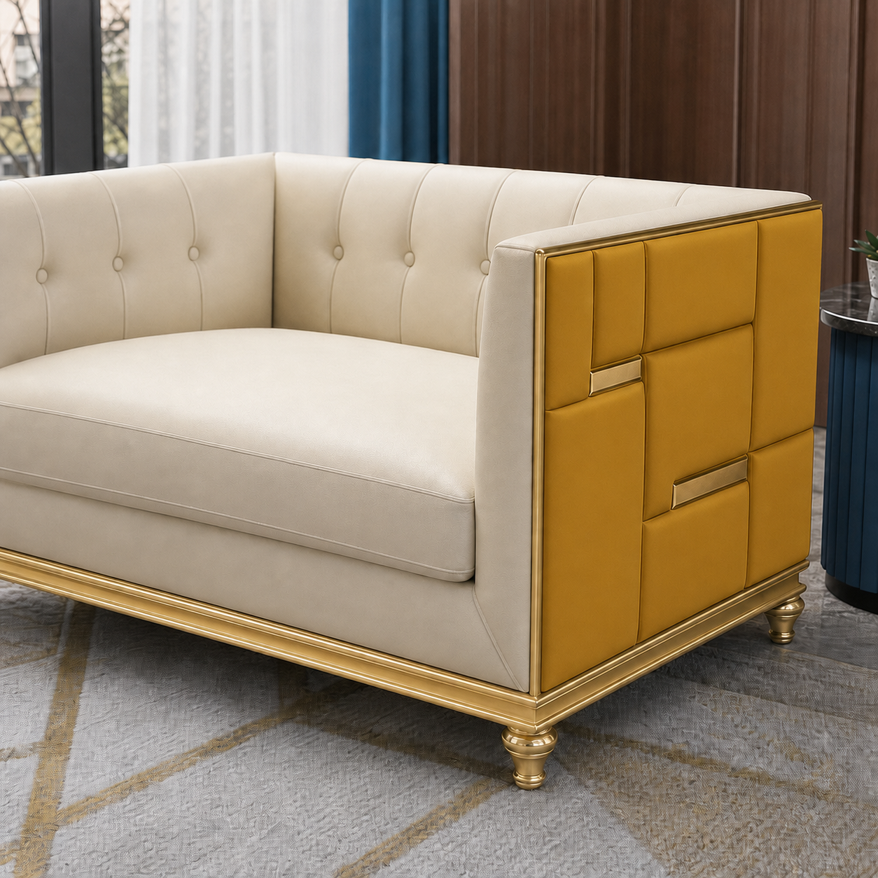 luxe-l-shape-sectional-sofa-copy 2 seater yellow 02 detail