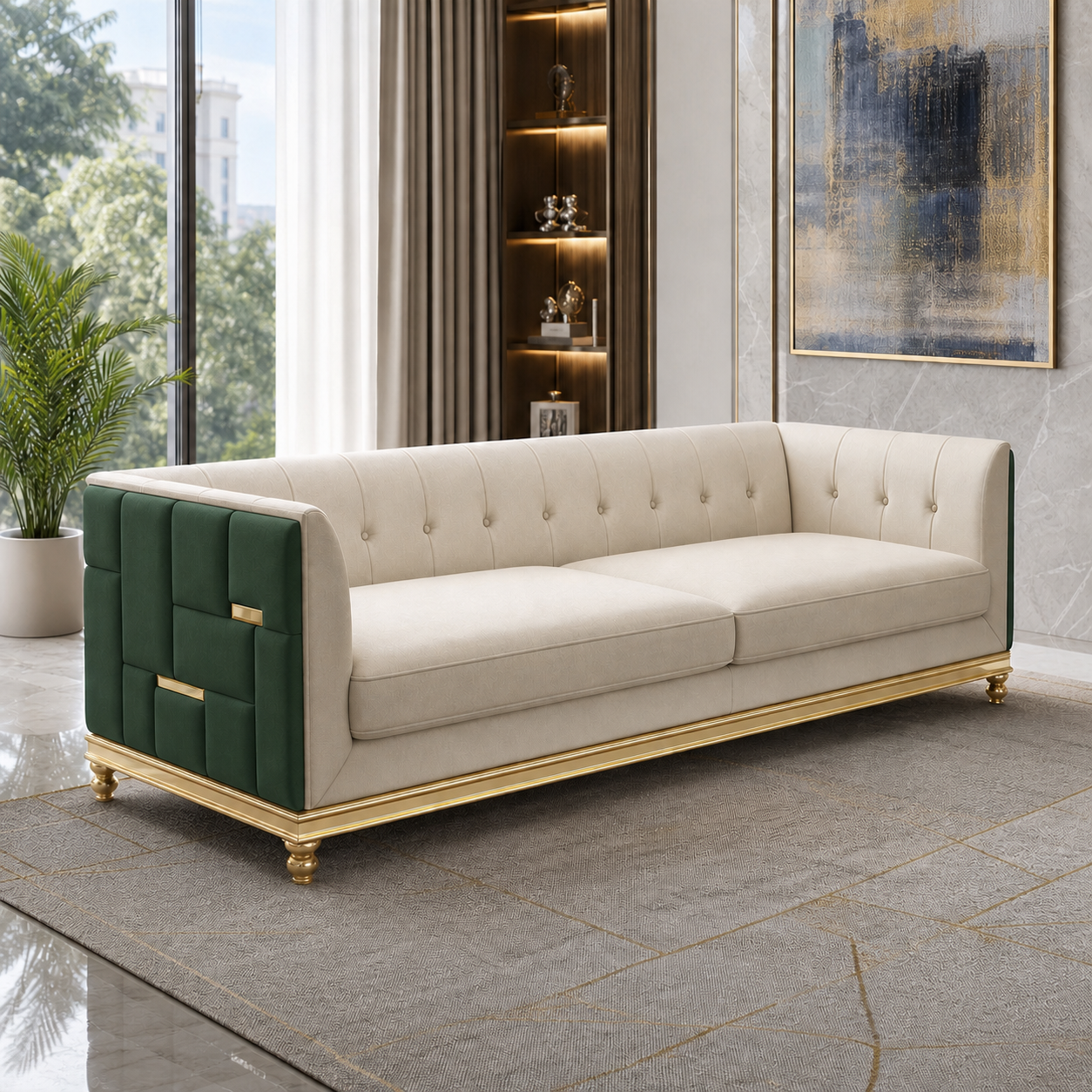 luxe-l-shape-sectional-sofa-copy 3 seater green 01 room