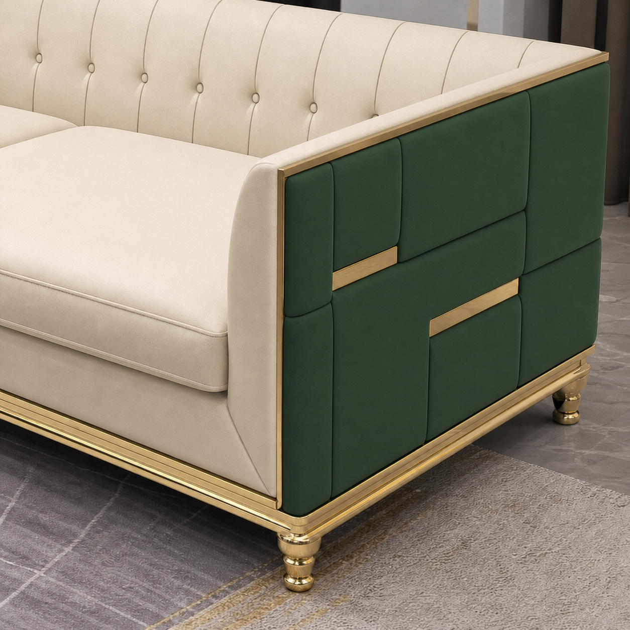 luxe-l-shape-sectional-sofa-copy 3 seater green 02 detail