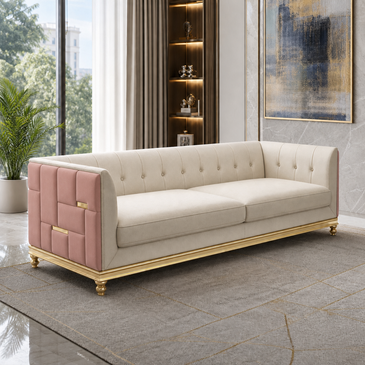 luxe-l-shape-sectional-sofa-copy 3 seater pink 01 room