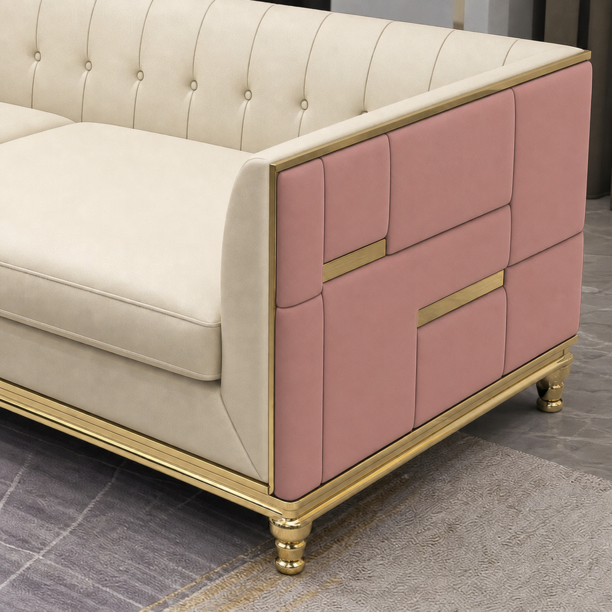 luxe-l-shape-sectional-sofa-copy 3 seater pink 02 detail