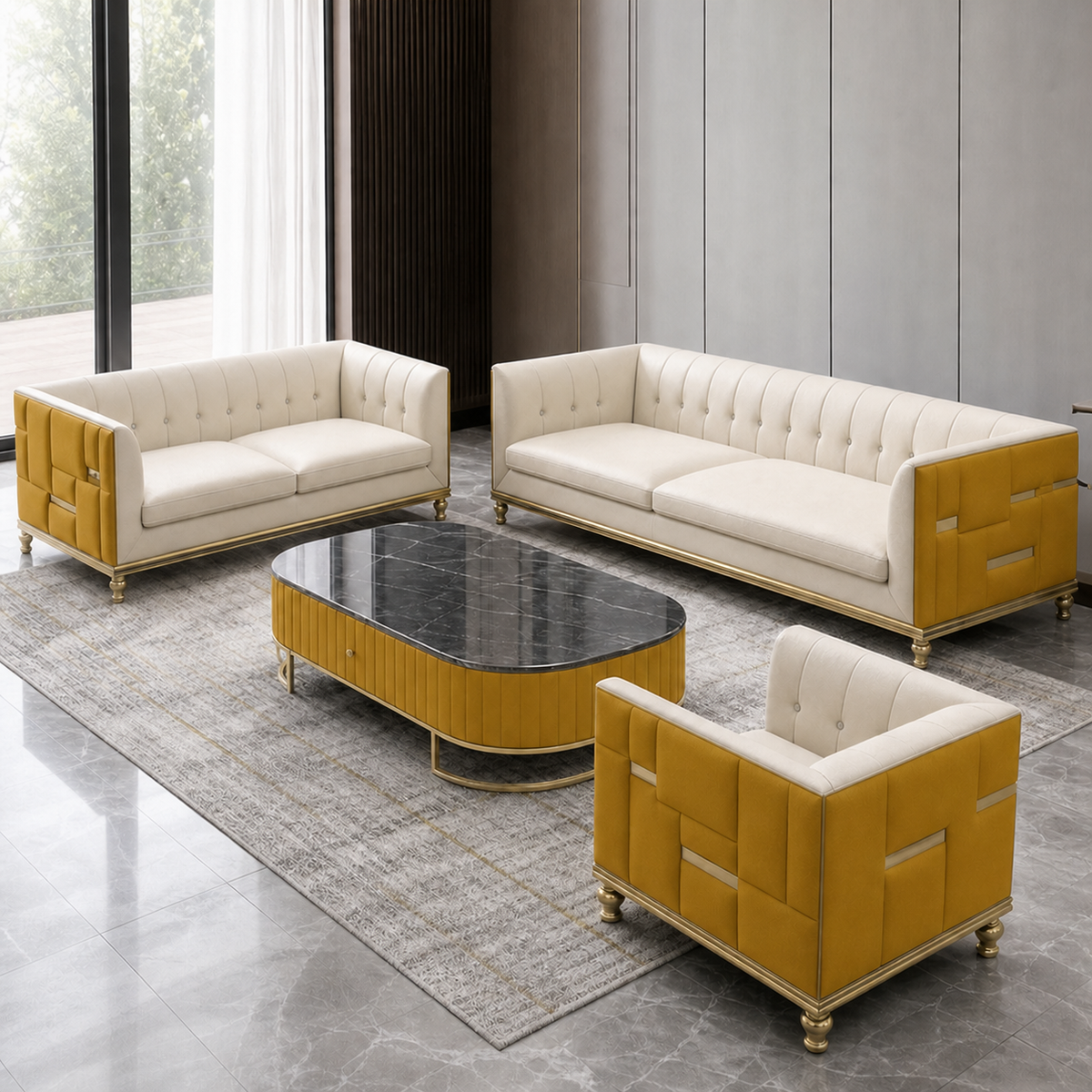 luxe-l-shape-sectional-sofa-copy 3+2+1 full set yellow 02 detail