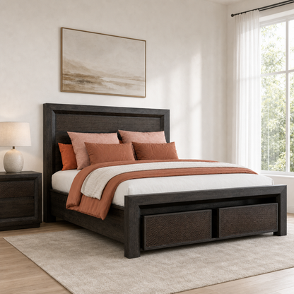 Lyle - Bed, complete front three-quarter bed view in a restrained bedroom