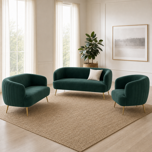 Lyric - 3+2+1 Sofa Set, complete 3+2+1 sofa set in an editorial living room