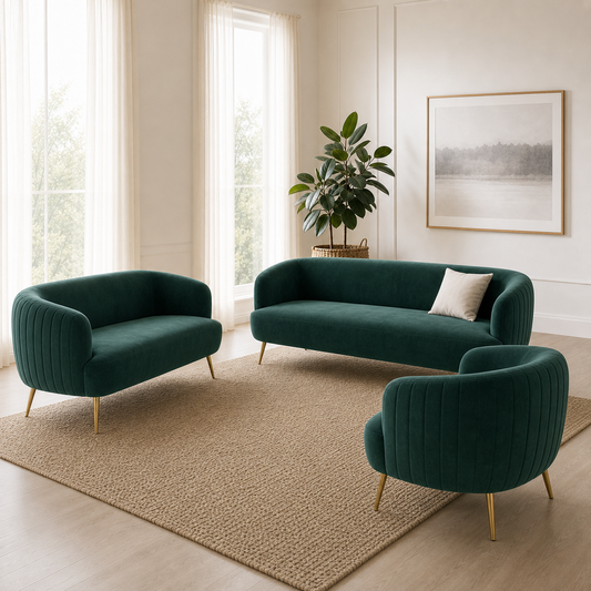 Lyric - 3+2+1 Sofa Set, alternate room angle of the complete 3+2+1 sofa set