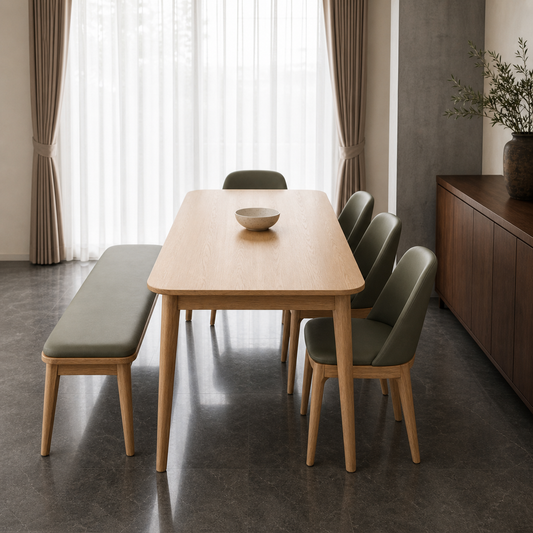 Mabel - Wooden Top Dining Table, clearly different end-on dining-room view