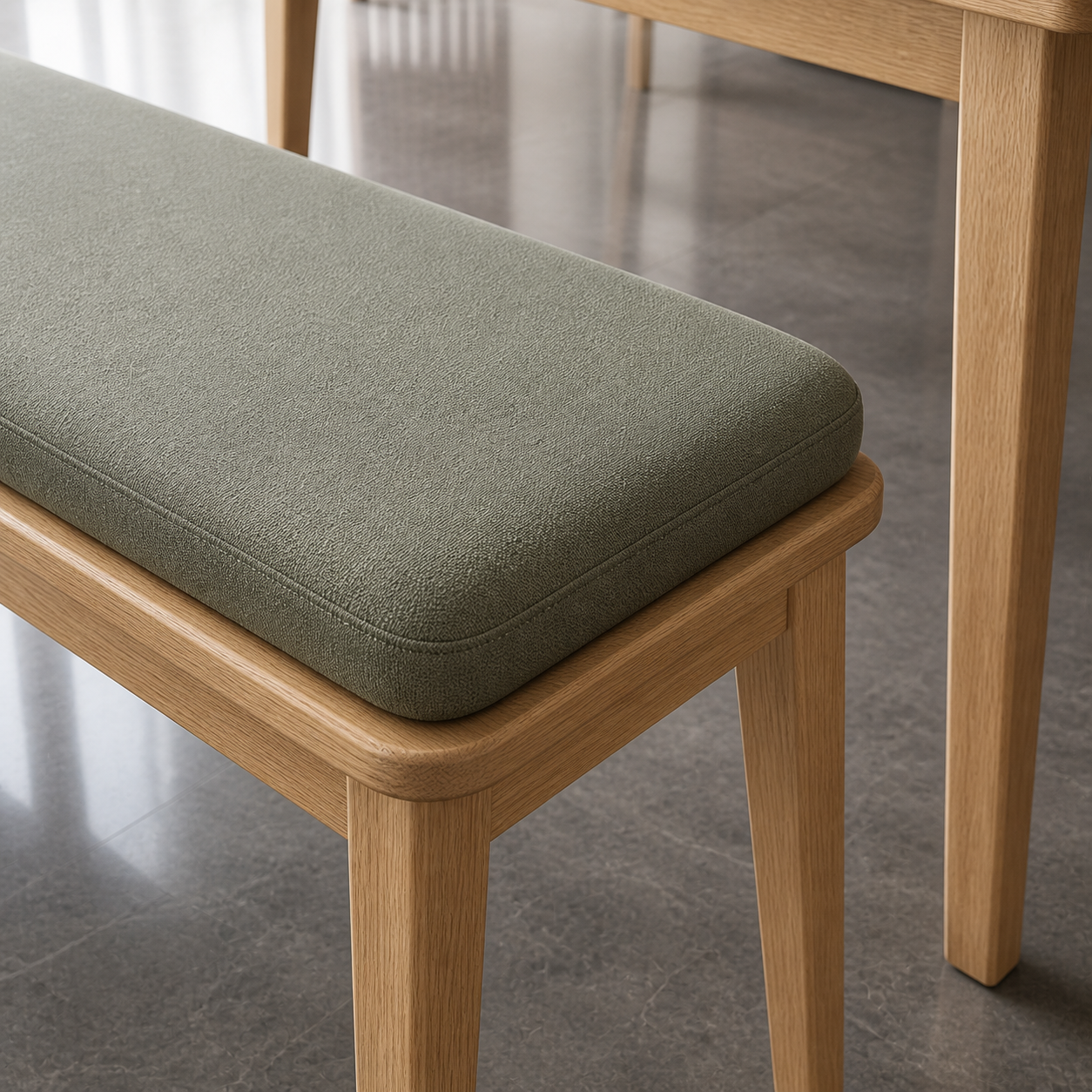 Mabel - Wooden Top Dining Table, close chair, seating, or base construction detail